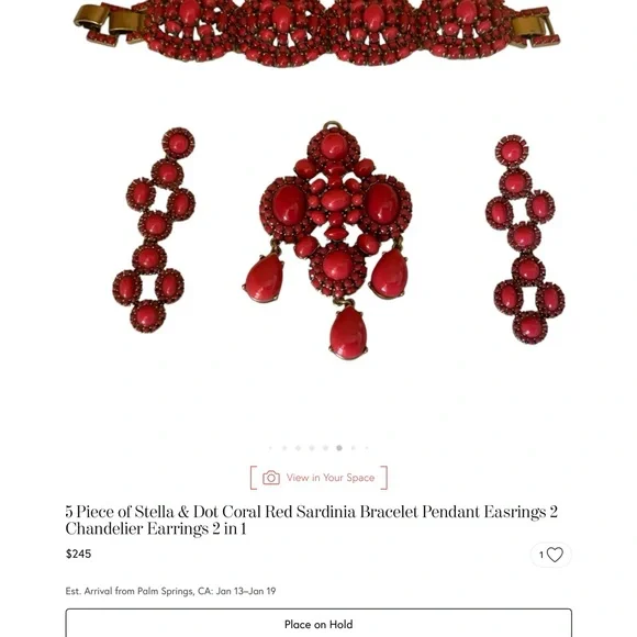 Stella & Dot Coral Red Bracelet Set